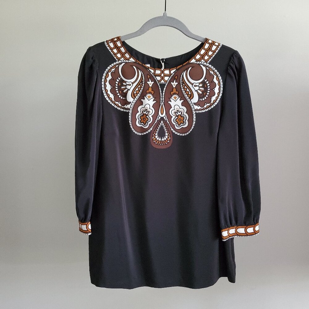 NEW Tibi Black Silk Tunic 3/4 Sleeve Blouse 2